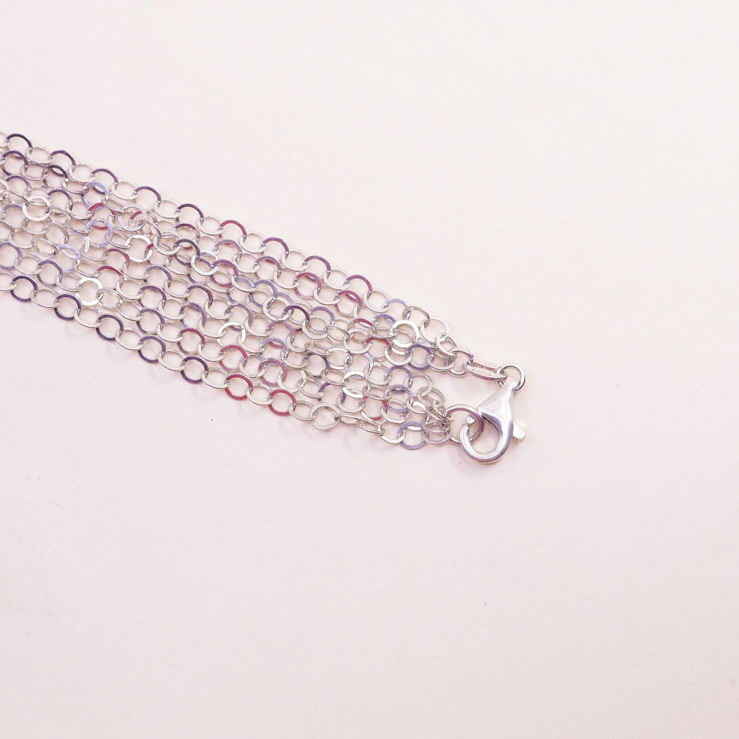 18”, vintage Milor Sterling 925 silver multi strands flatten circle necklace