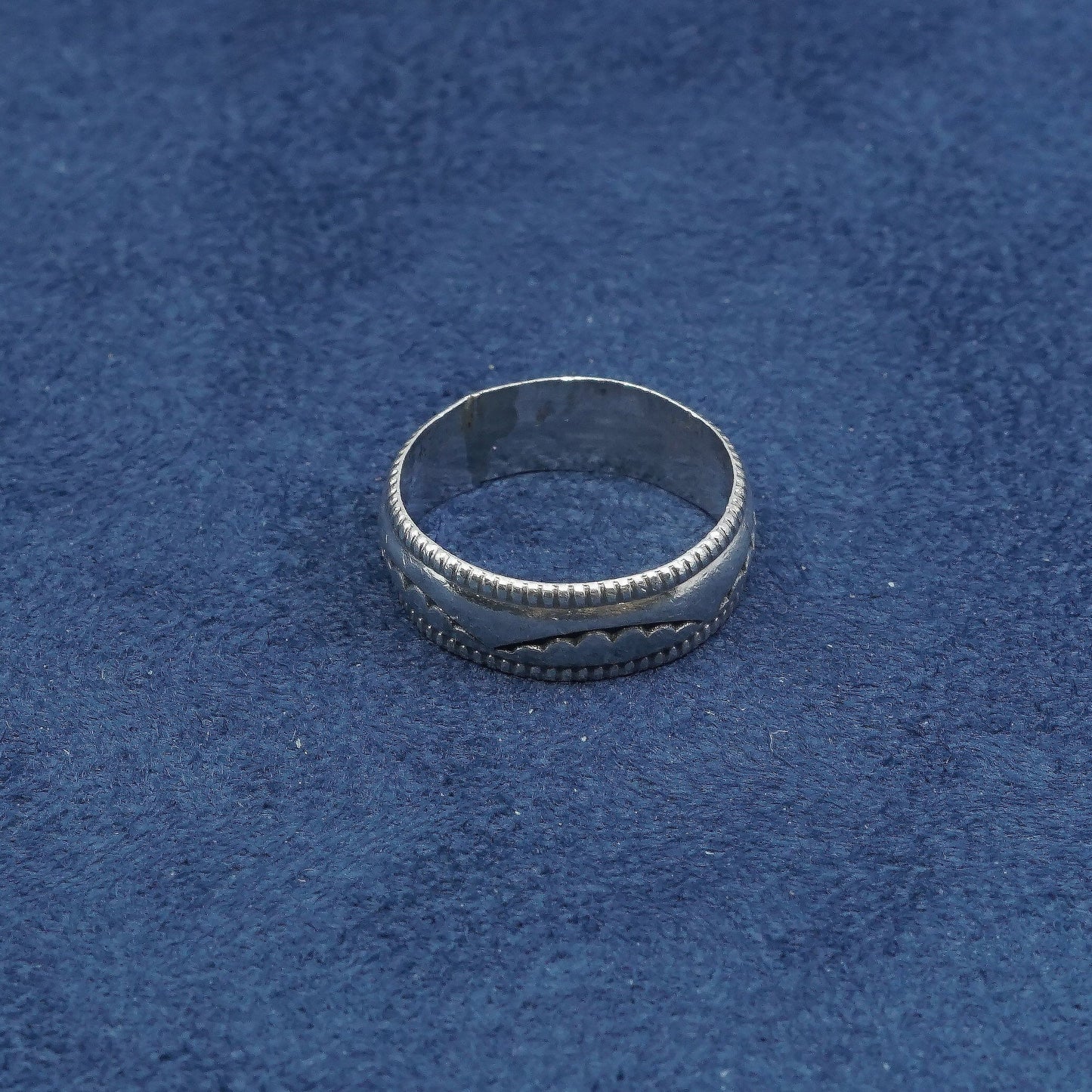 sz 6, vtg sterling silver handmade ring, 925 men’s band engraved