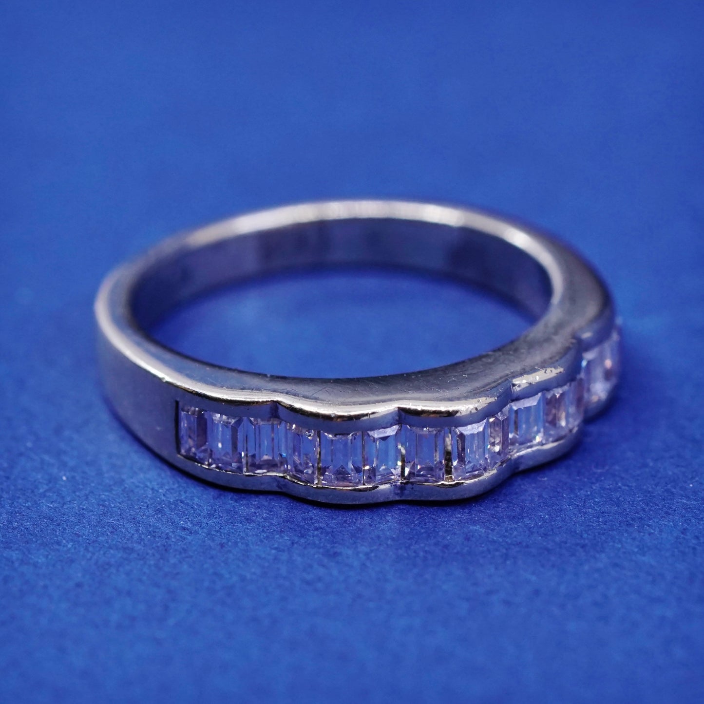 Size 6.25, vermeil gold over Sterling silver engagement ring, 925 band with Cz