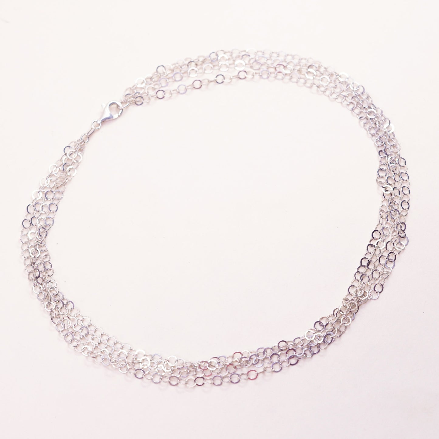 18”, vintage Milor Sterling 925 silver multi strands flatten circle necklace
