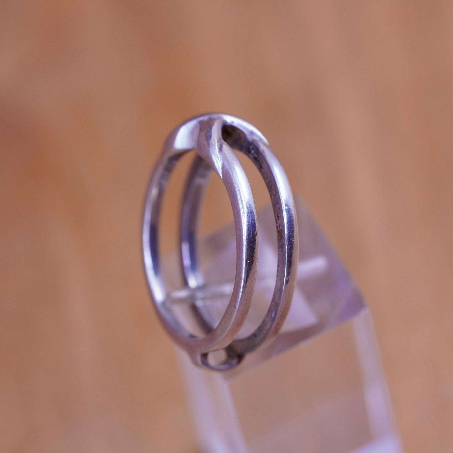 Size 10, vintage Sterling silver prayer ring, 925 double band with cross