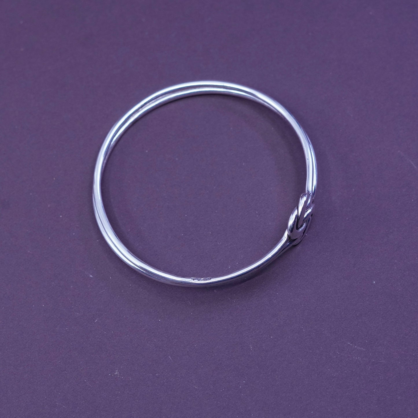 8”, mexico Sterling silver handmade bracelet, 925 double love knotted bangle