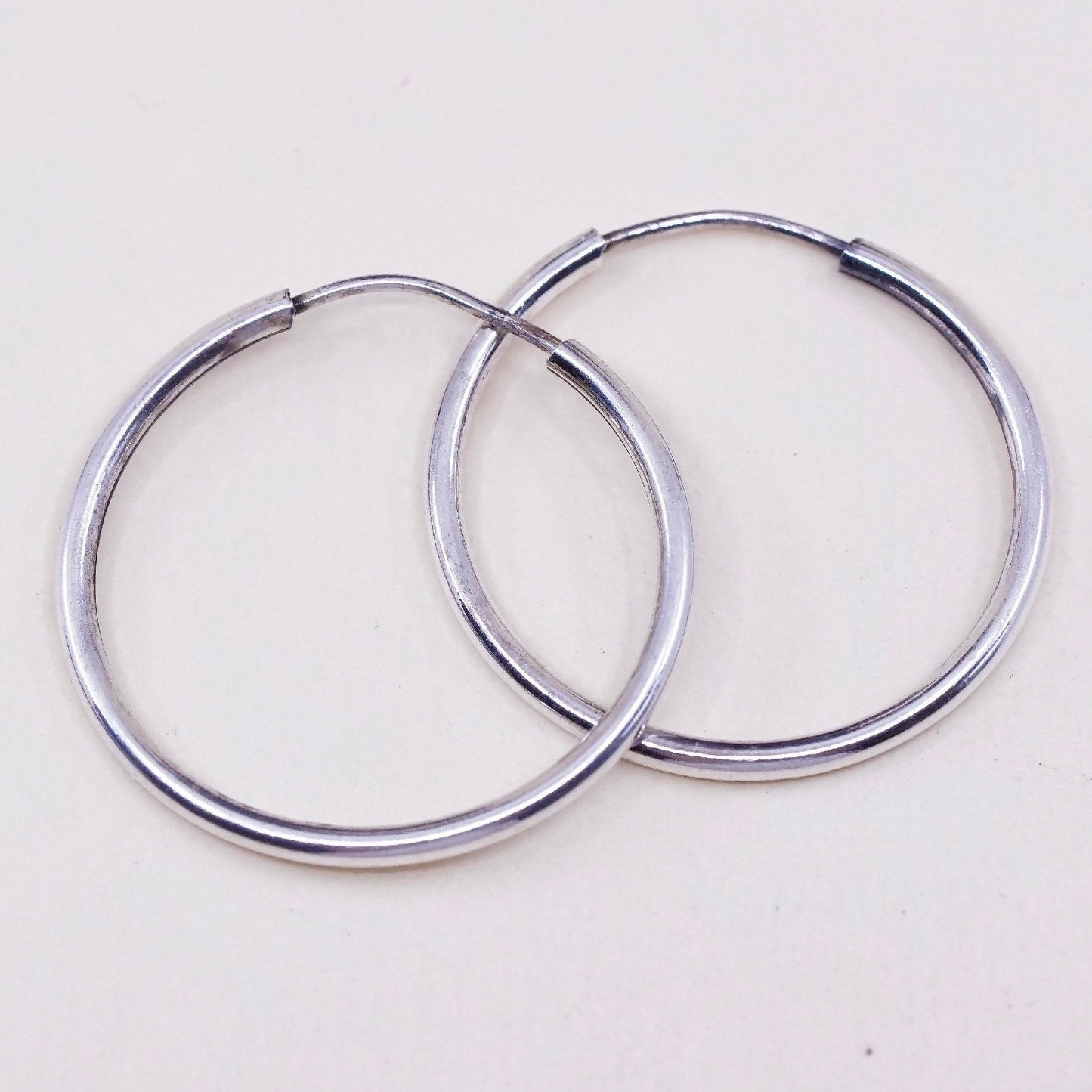 0.75”, VTG sterling 925 silver loop earrings, minimalist primitive hoops