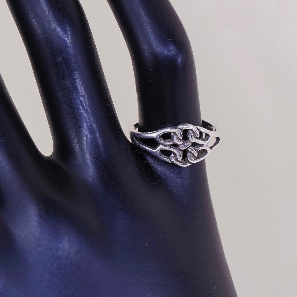 sz 5.25, vtg sterling silver handmade wired ring, 925 irish knot band