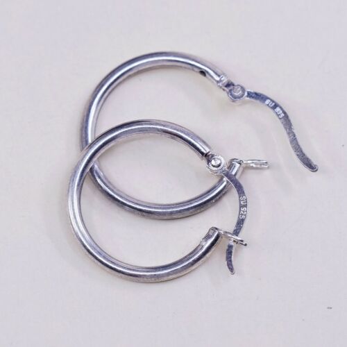 0.75” sterling silver 925 Huggie earrings Hoops, stamped 925 SU