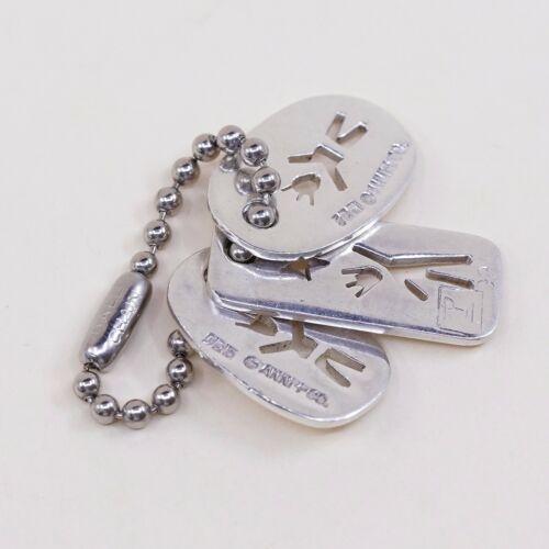 Vtg Anni+Co Sterling 925 Silver Pendant, Tags Charm Embossed Three Boys