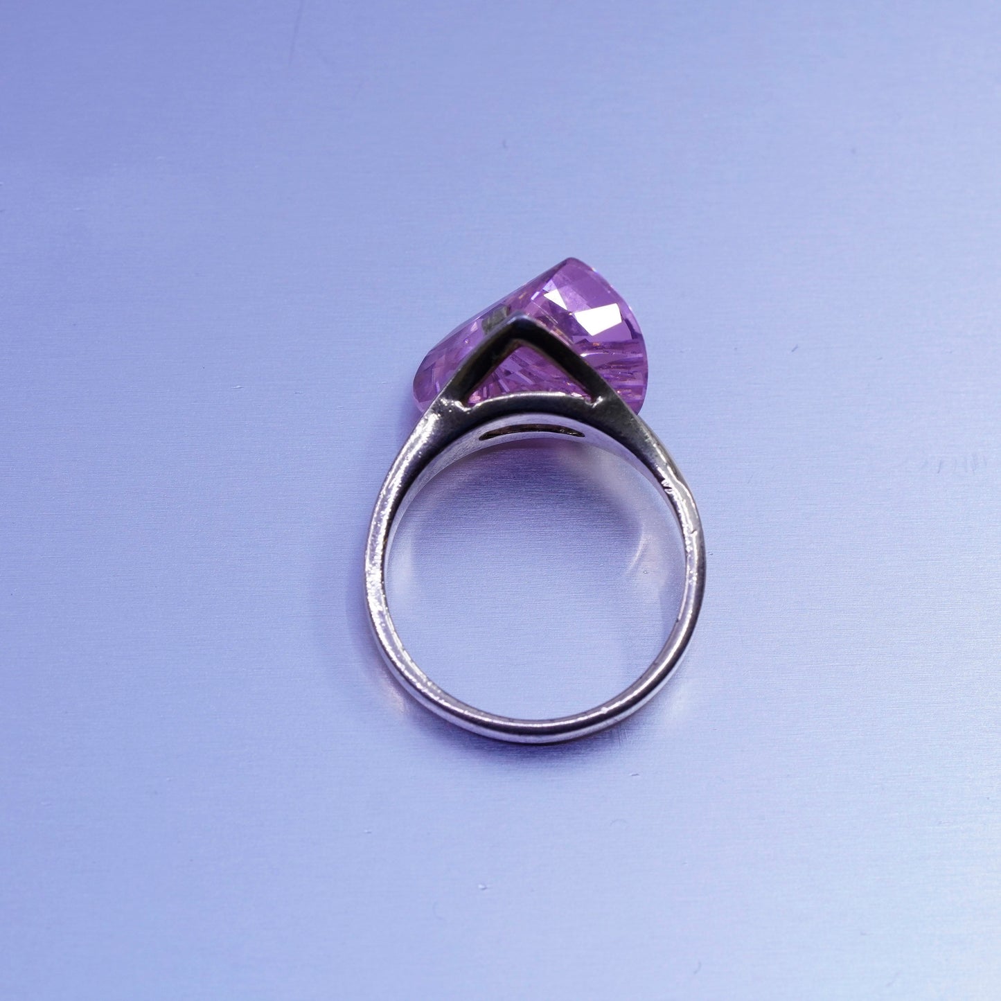Size 6.5, vintage vermeil gold over Sterling silver modern ring pink crystal