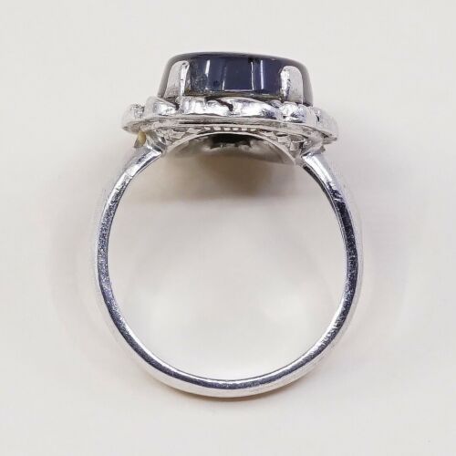 Sz 4, 1930s Clark & Coombs 925 sterling silver handmade ring W/ Dendritic agate