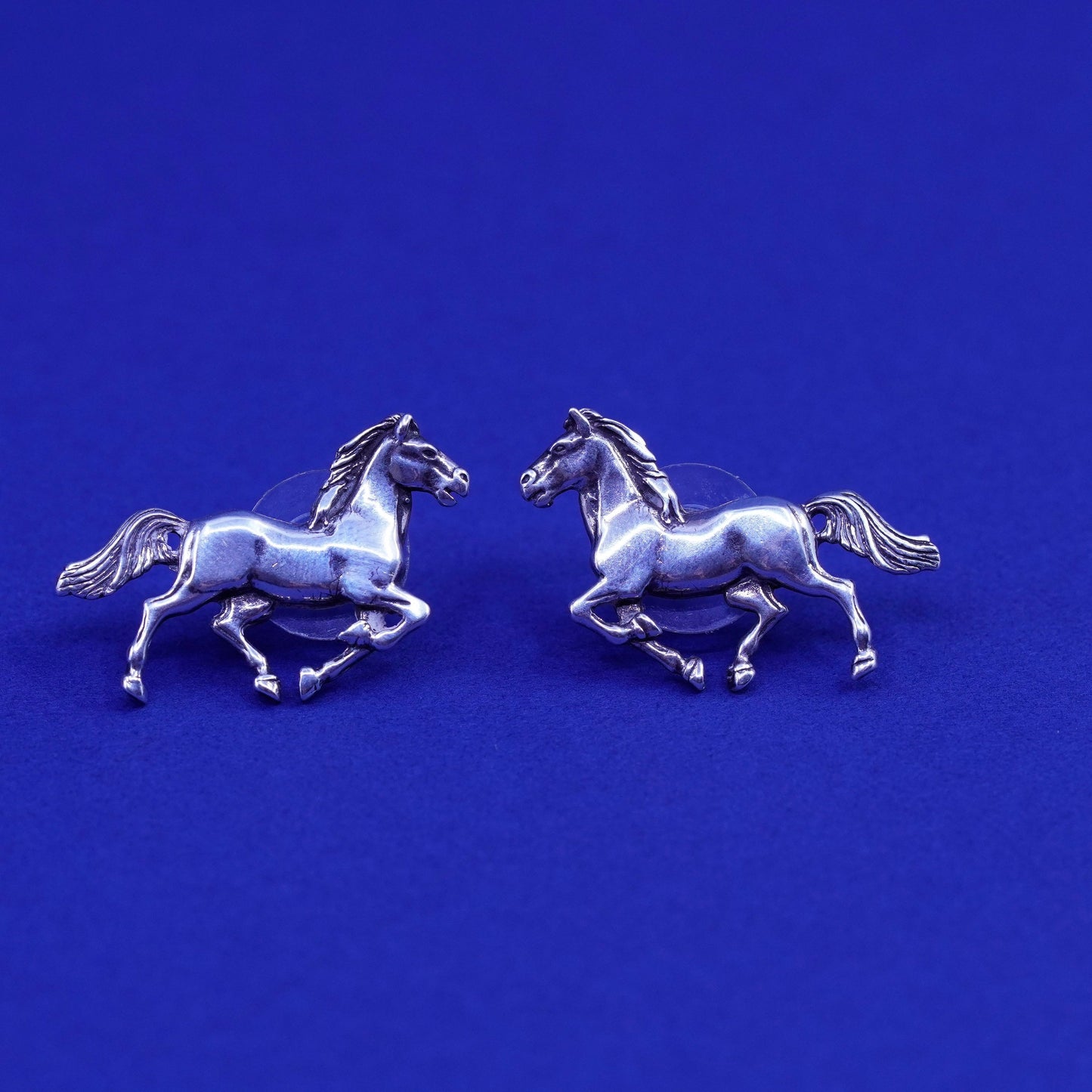 Vintage GS Sterling silver handmade studs, 925 horse earrings