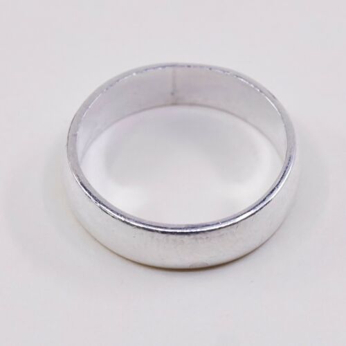 Sz 7.25, Vtg Sterling Silver Handmade Wedding Ring, Mexico 925 Band