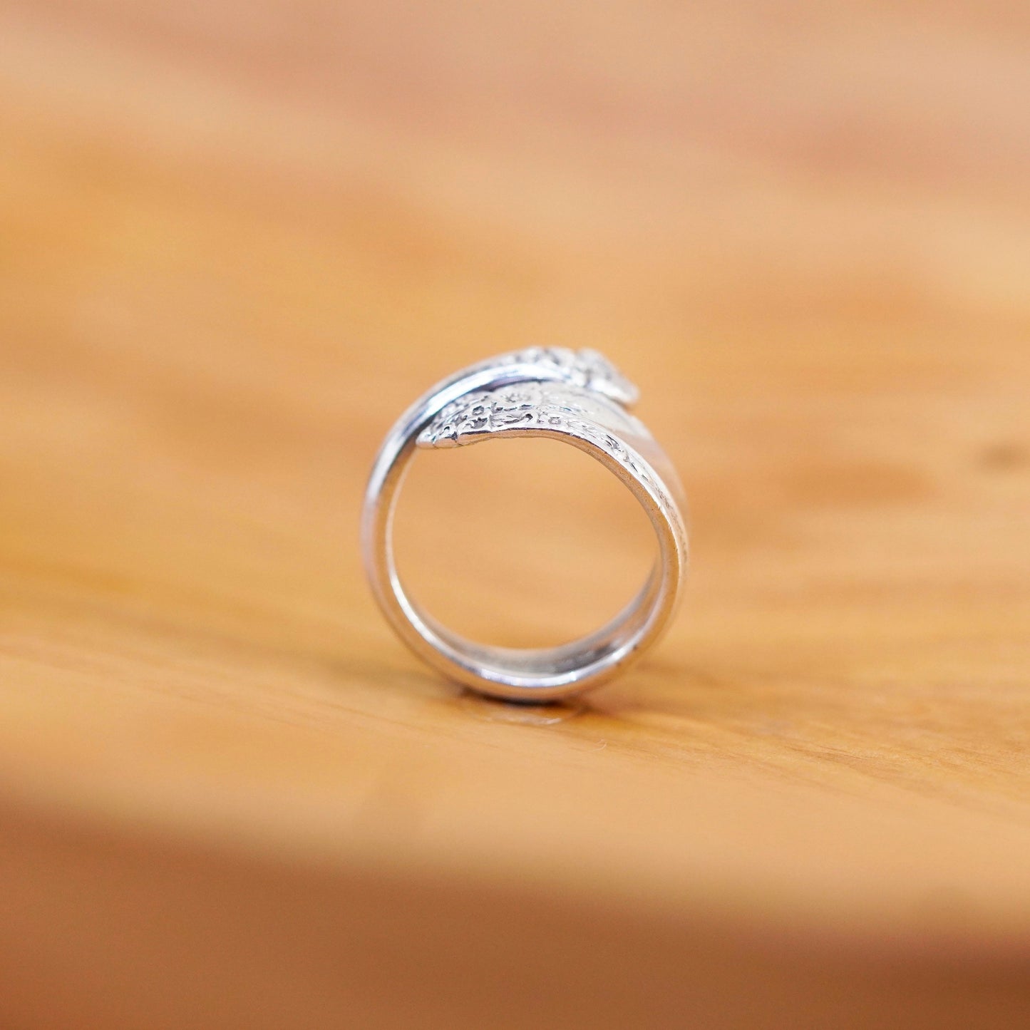 Size adjustable, prelude Sterling silver handmade wrap band, 925 spoon ring