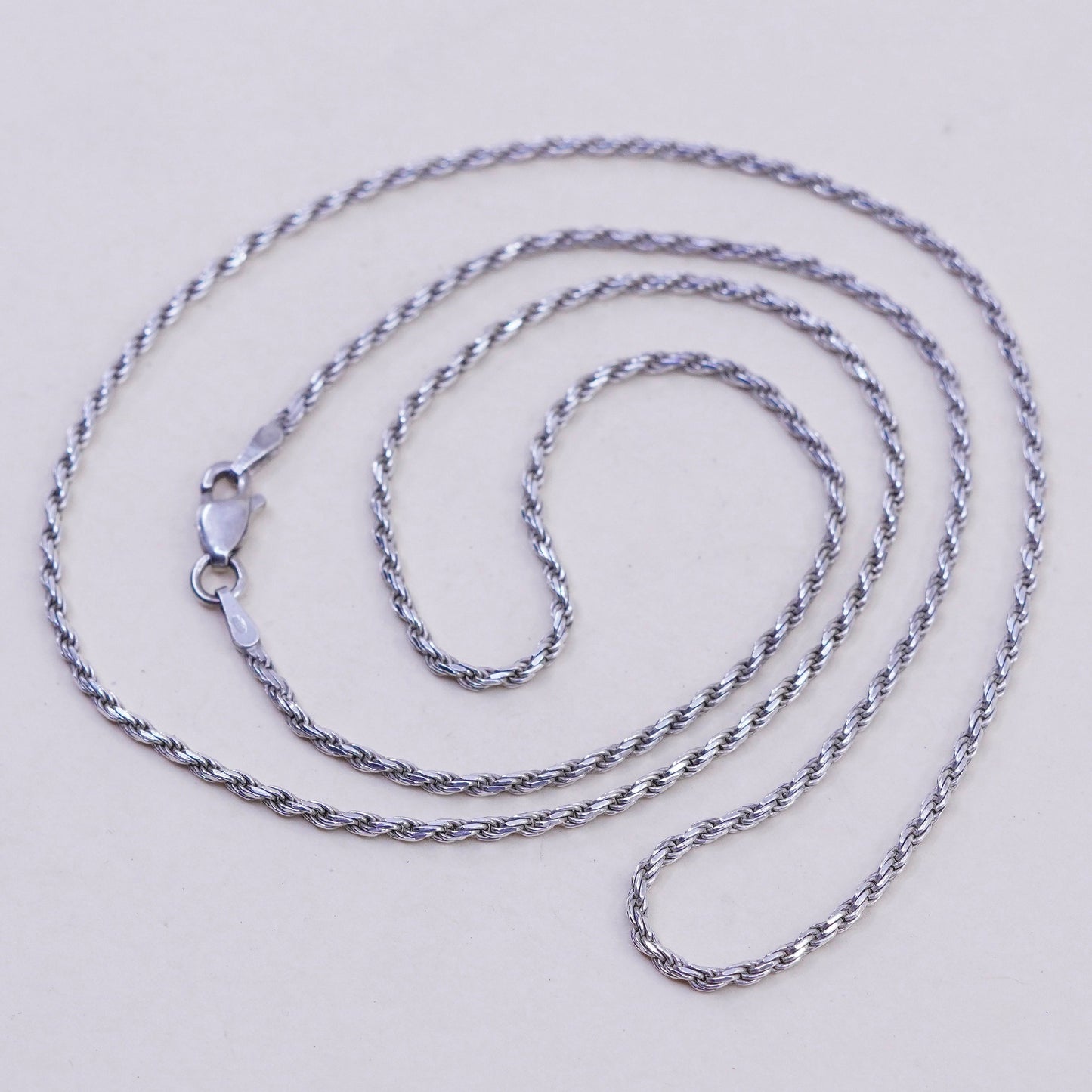 24”, 1.6mm, vintage Sterling silver necklace, 925 diamond rope chain