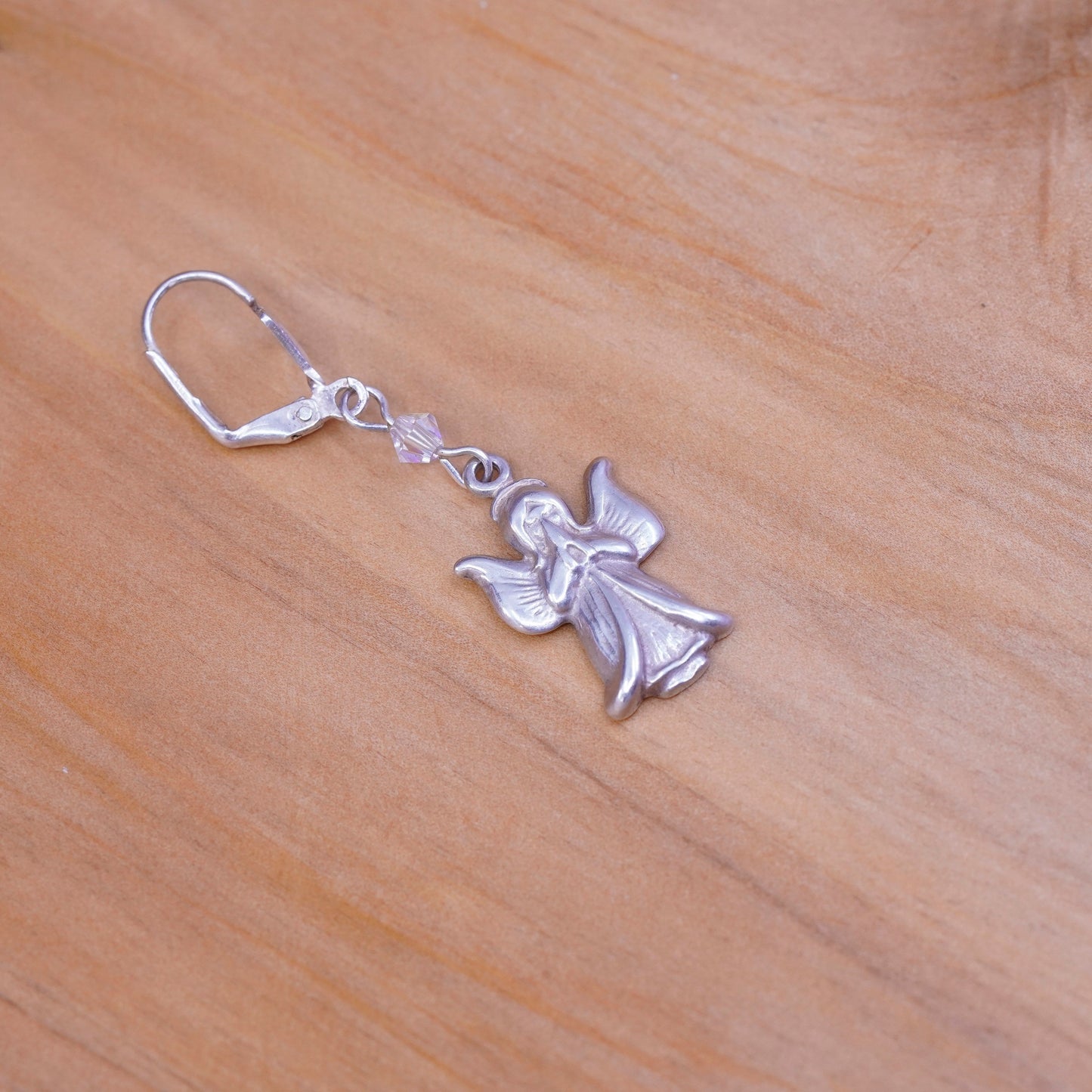 Vintage Sterling 925 silver handmade Angel earrings with Swarovski crystal