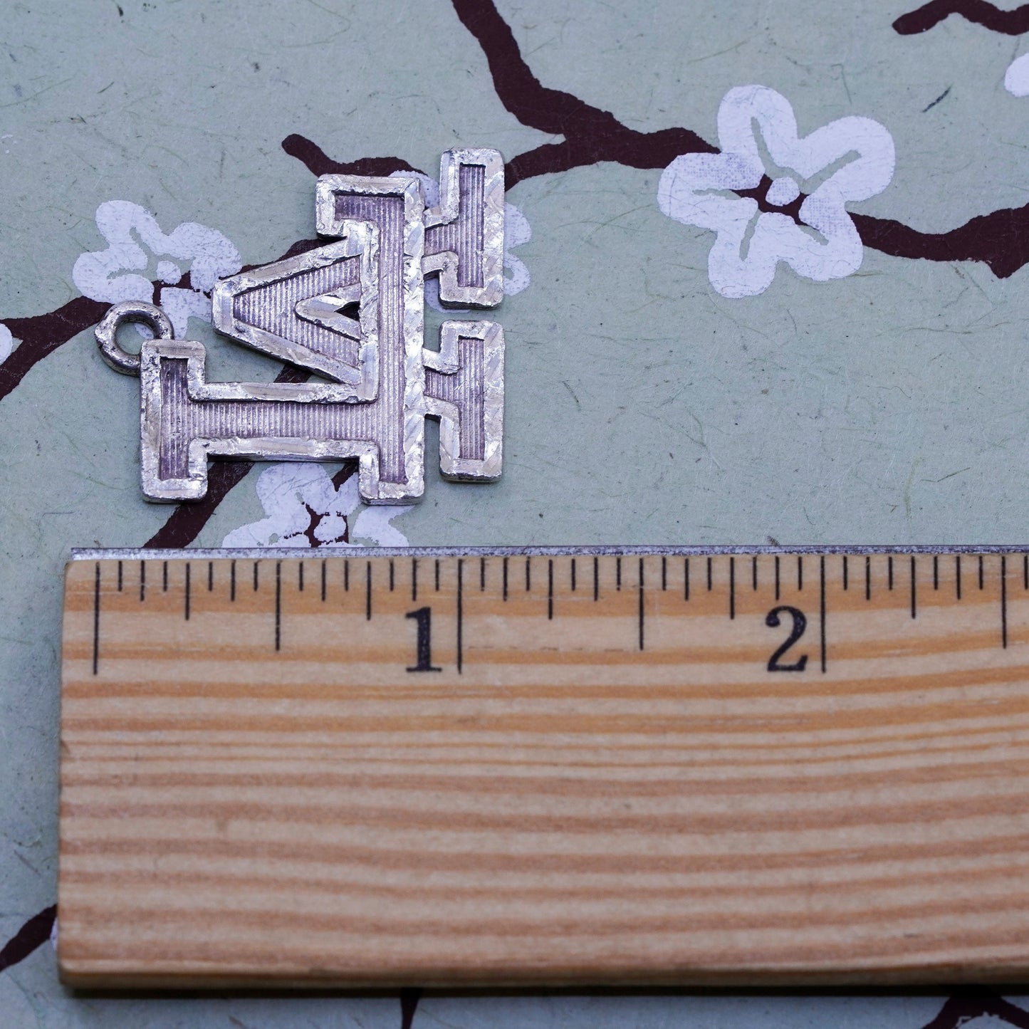 Vintage Sterling 925 silver handmade pendant, textured Los Angeles LA