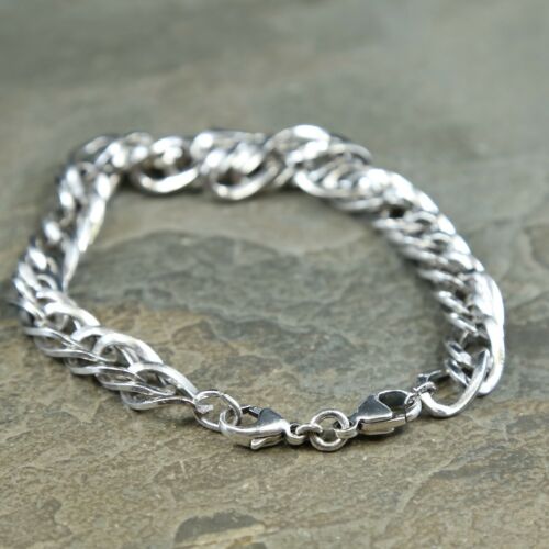 7”, Vtg Sterling Silver Handmade Bracelet, 925 double curb link Chain