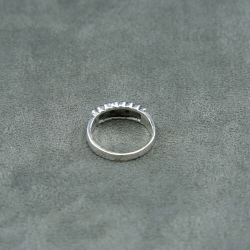 Sz 7, Vtg Sterling Silver Handmade Ring, 925 Silver Band with marcasite inlay