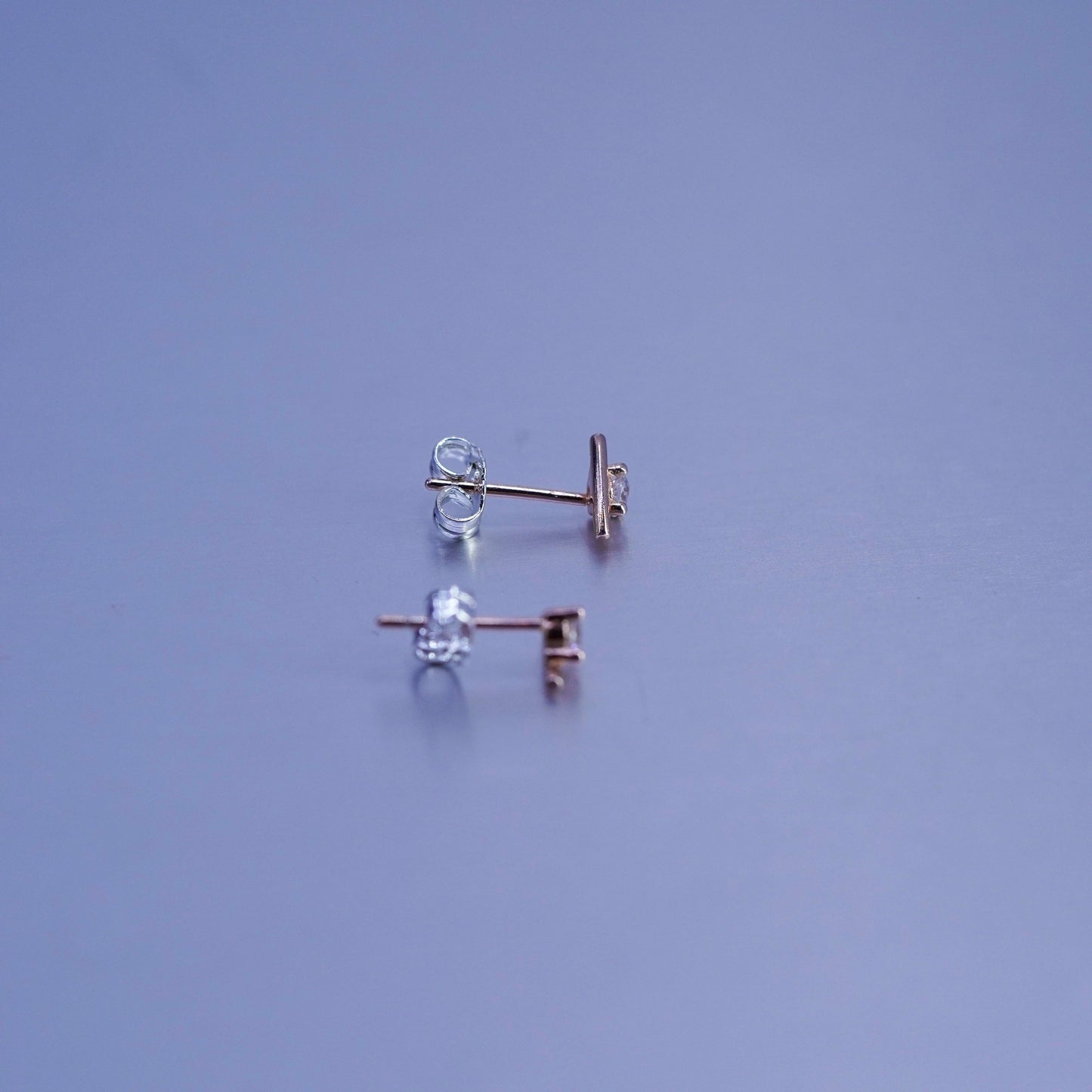 Vintage vermeil rose gold over Sterling 925 silver earrings, studs with cz