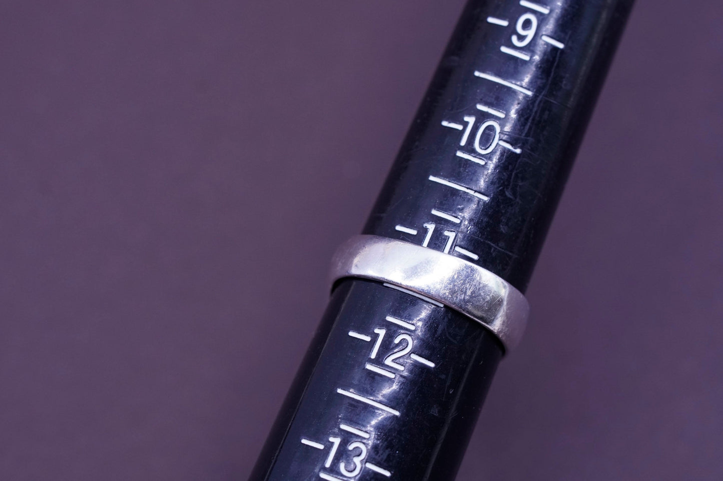 sz 11, vtg Sterling 925 silver handmade ring with wood pattern dendritic agate