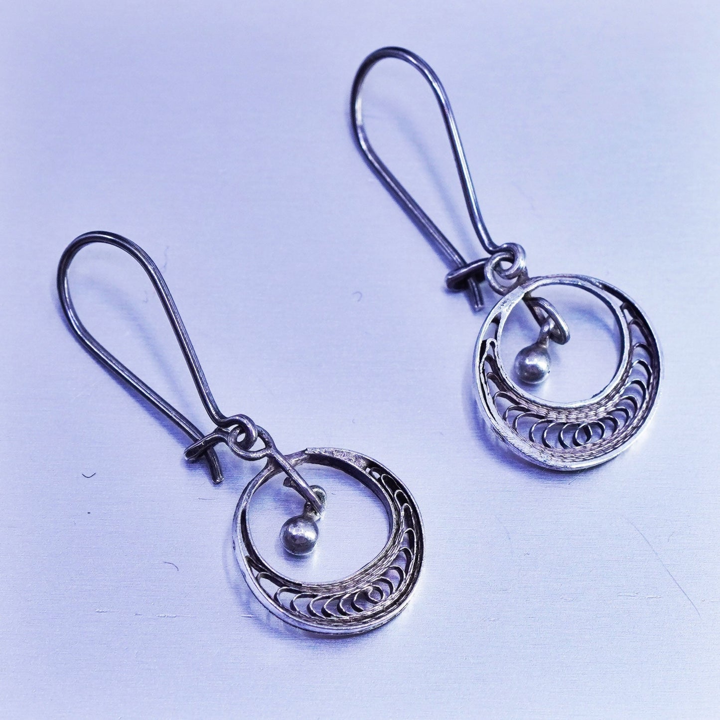 Vintage Sterling 925 silver handmade filigree earrings