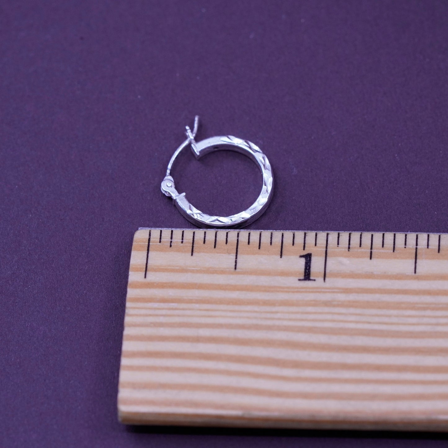 0.5”, vintage Sterling silver hoop earrings, textured 925 hoops