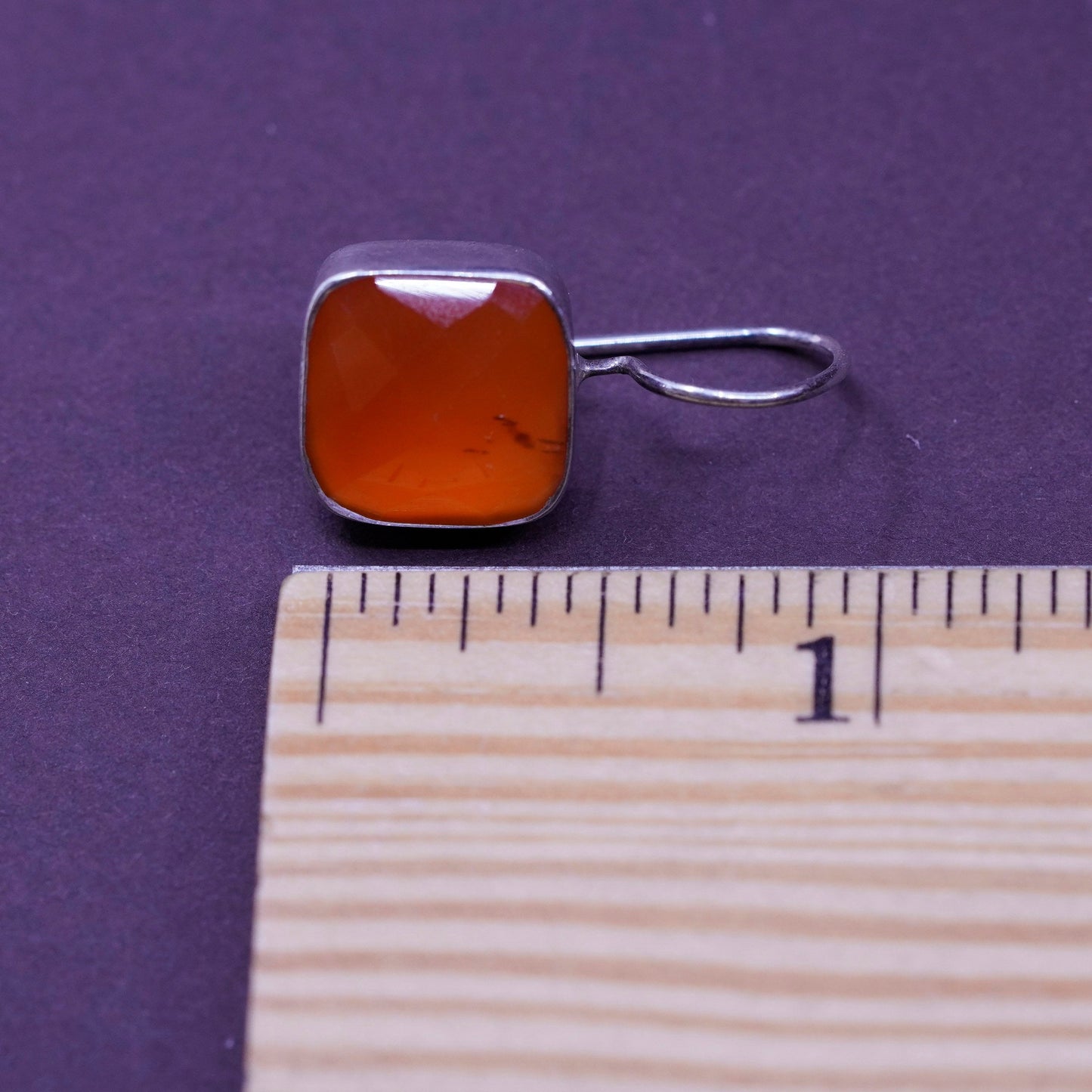 Vintage sterling 925 silver handmade earrings with carnelian