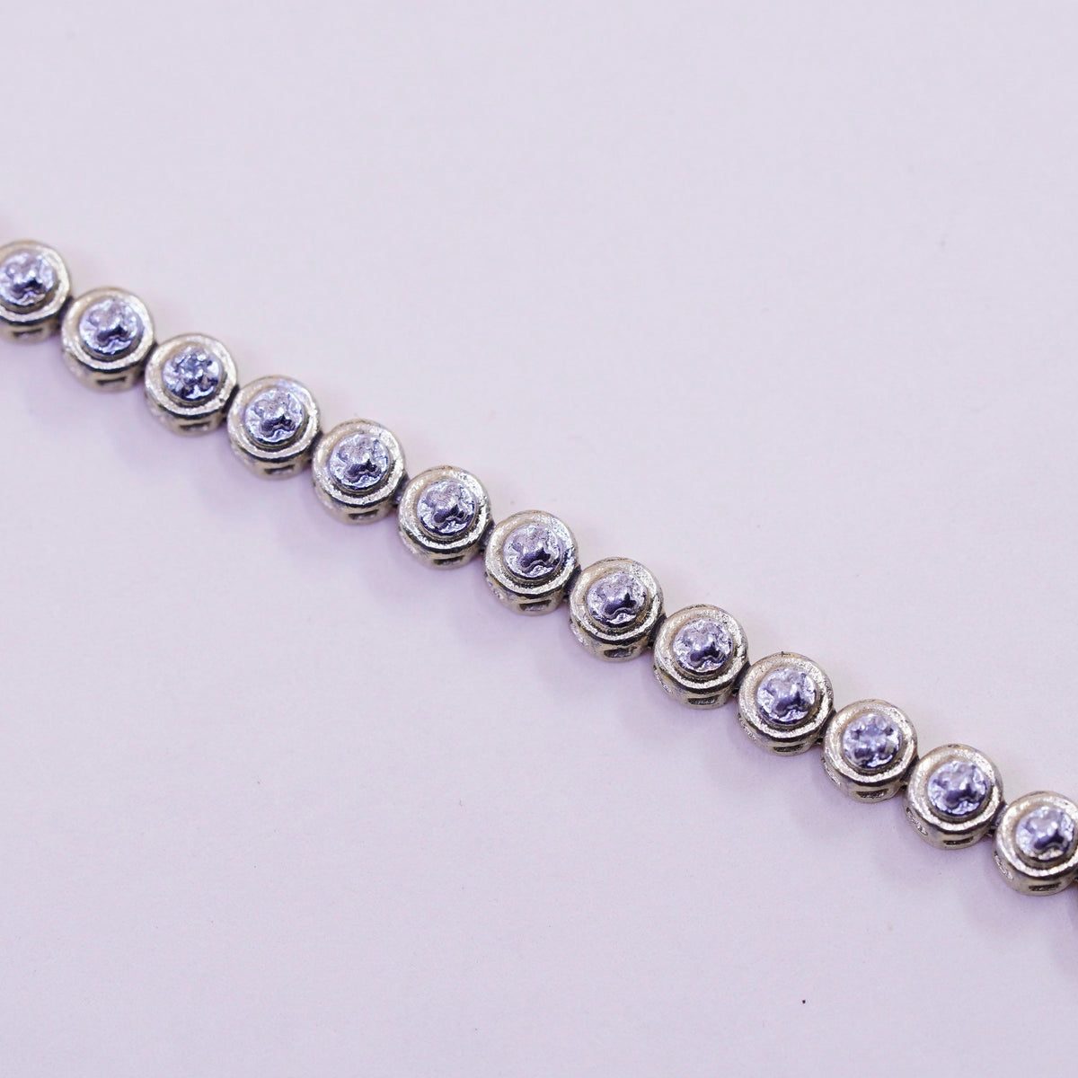 7.25”, vtg vermeil gold over sterling silver tennis bracelet, 925 chain diamond