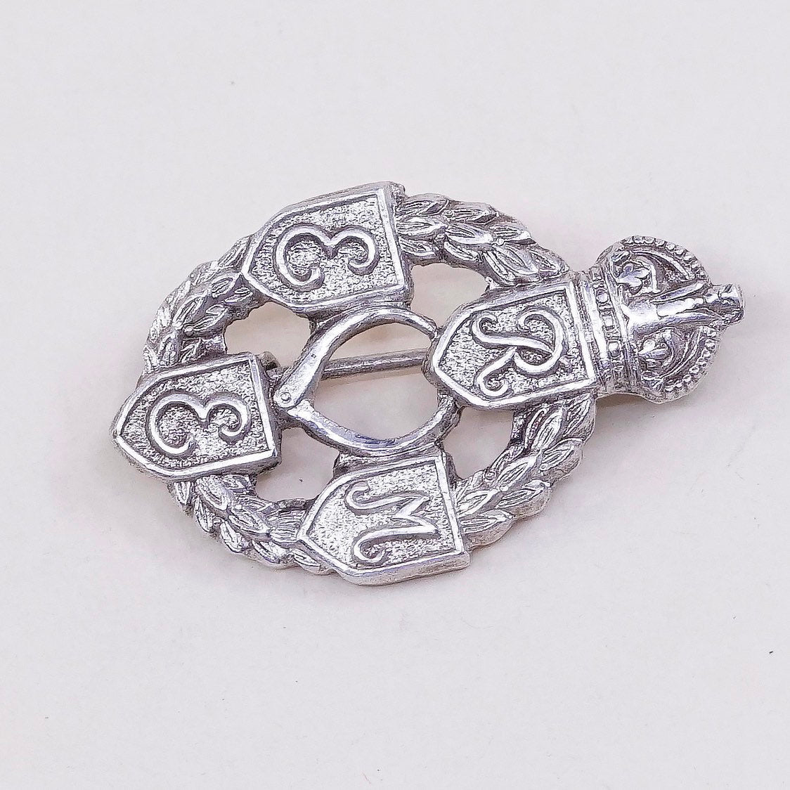 sterling 925 silver brooch, REME Royal Air Force King’s crown wings sweetheart