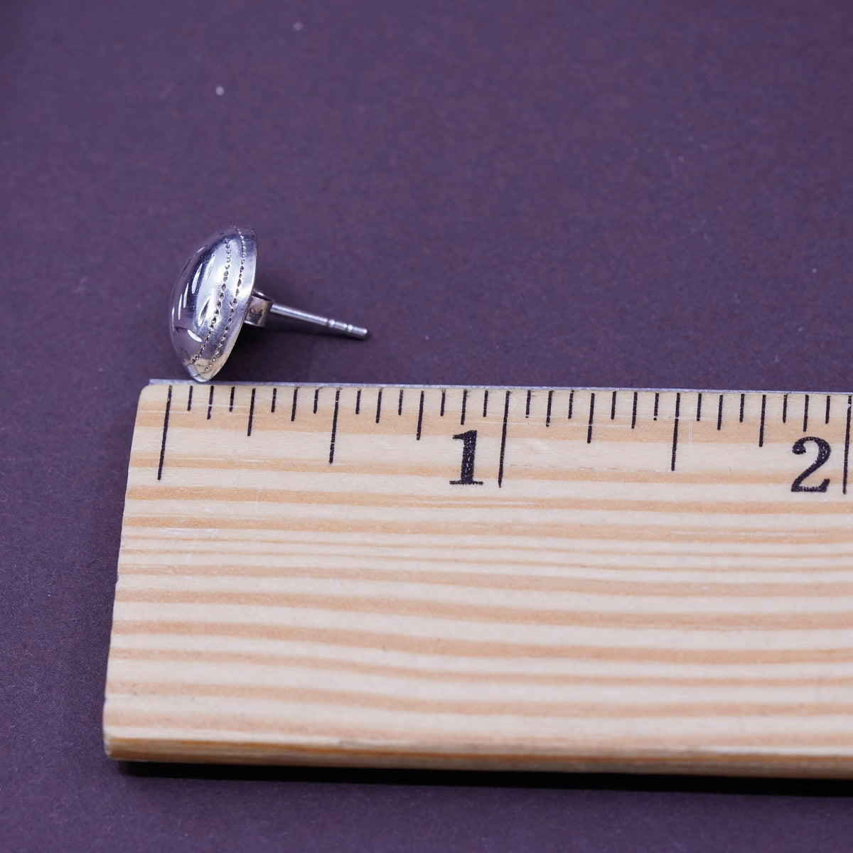 Vintage Sterling silver handmade earrings, puffy 925 studs