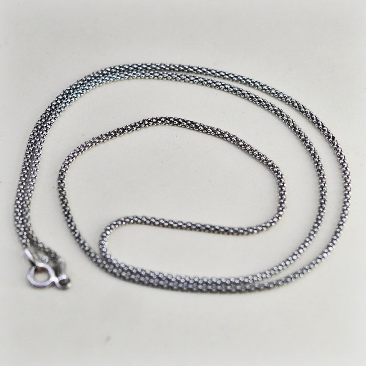 18” 1mm, sterling silver handmade necklace, 925 silver popcorn chain