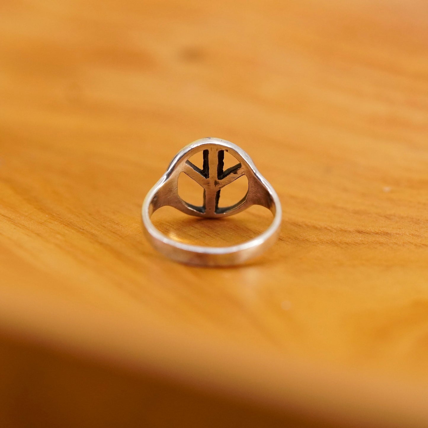 Size 4.75, vintage Sterling silver handmade ring, 925 CND peace sign band