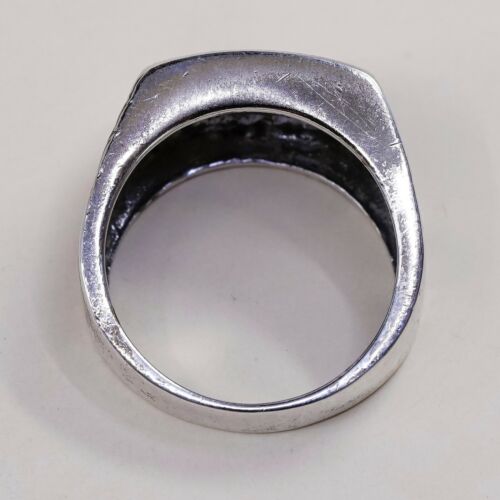 Sz 11, Sterling Silver Handmade Ring, 925 Silver cocktail statement Ring W/ Cz