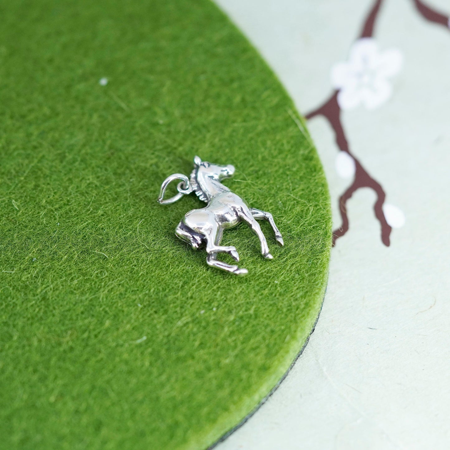 Handmade vintage Sterling silver pendant, 925 horse charm
