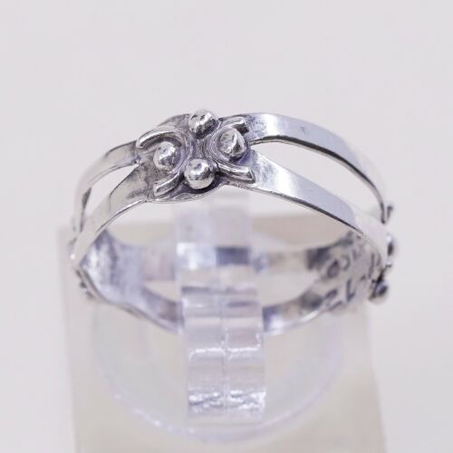 Size 6, Vtg stackable Sterling Silver Handmade Ring 925 Band W/ Beads