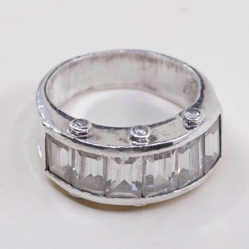 Sz 6, Sterling Silver Ring, 925 Silver Band Engagement Ring W/ Cz