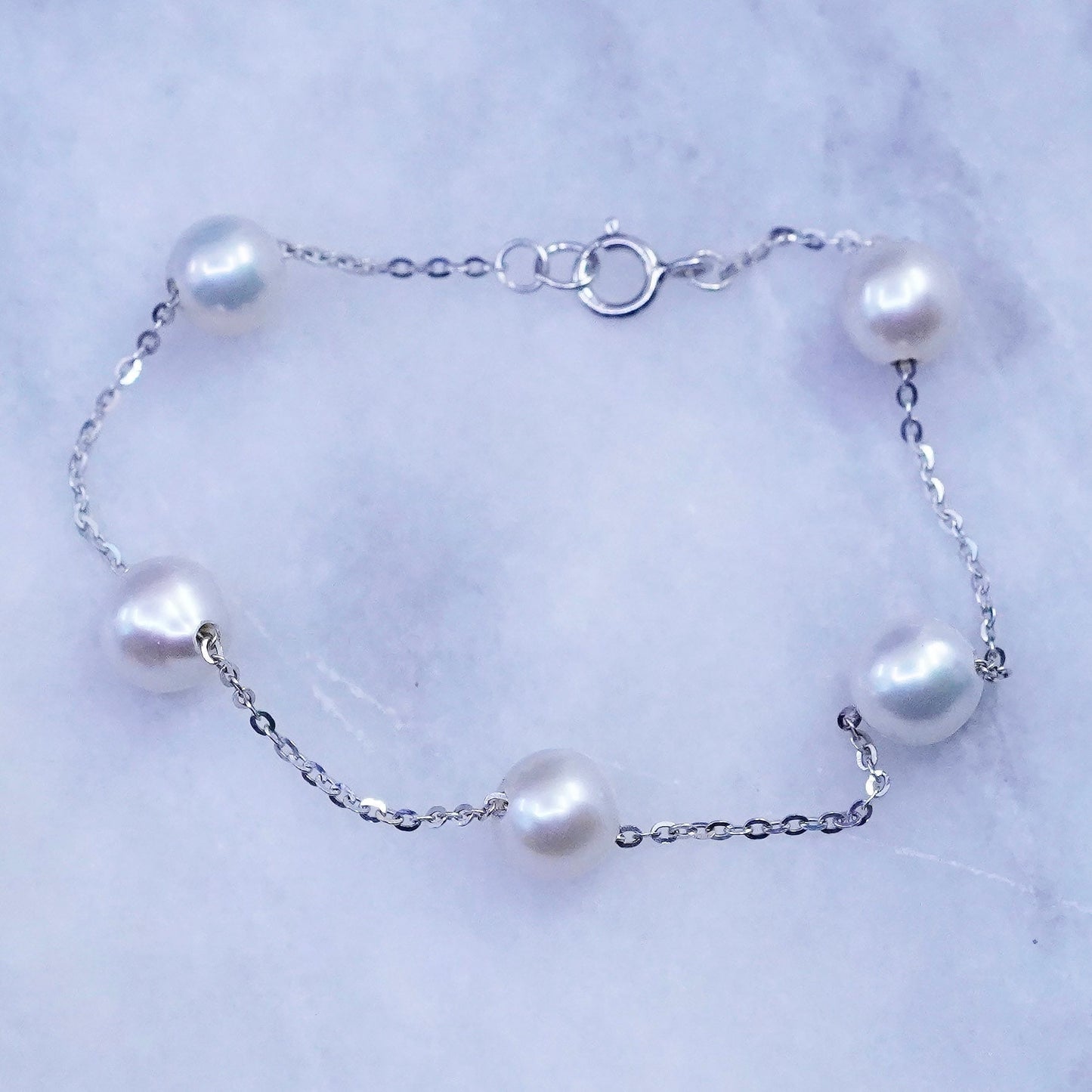 6”, Sterling silver handmade bracelet, 925 clasp with freshwater pearl beads