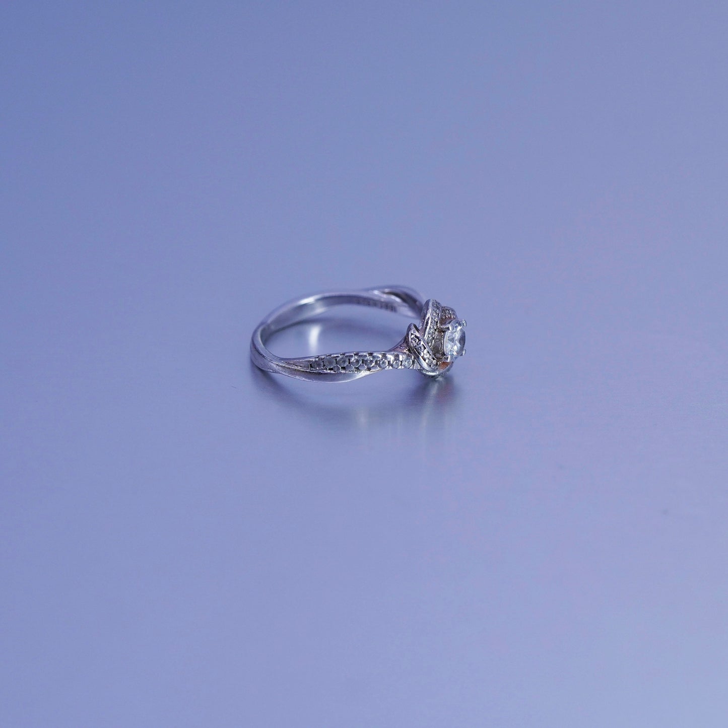 Size 7, vintage Sterling 925 silver handmade engagement ring with Cz