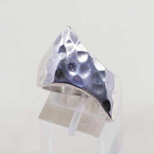 Sz 9, Vtg Sterling Silver Handmade Ring 925 Silver hammered Band, Silver Tested