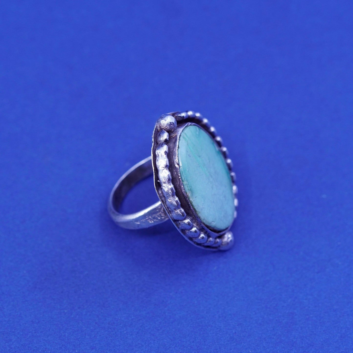 Size 5.5, vintage Sterling 925 silver handmade ring with turquoise, Silver tested