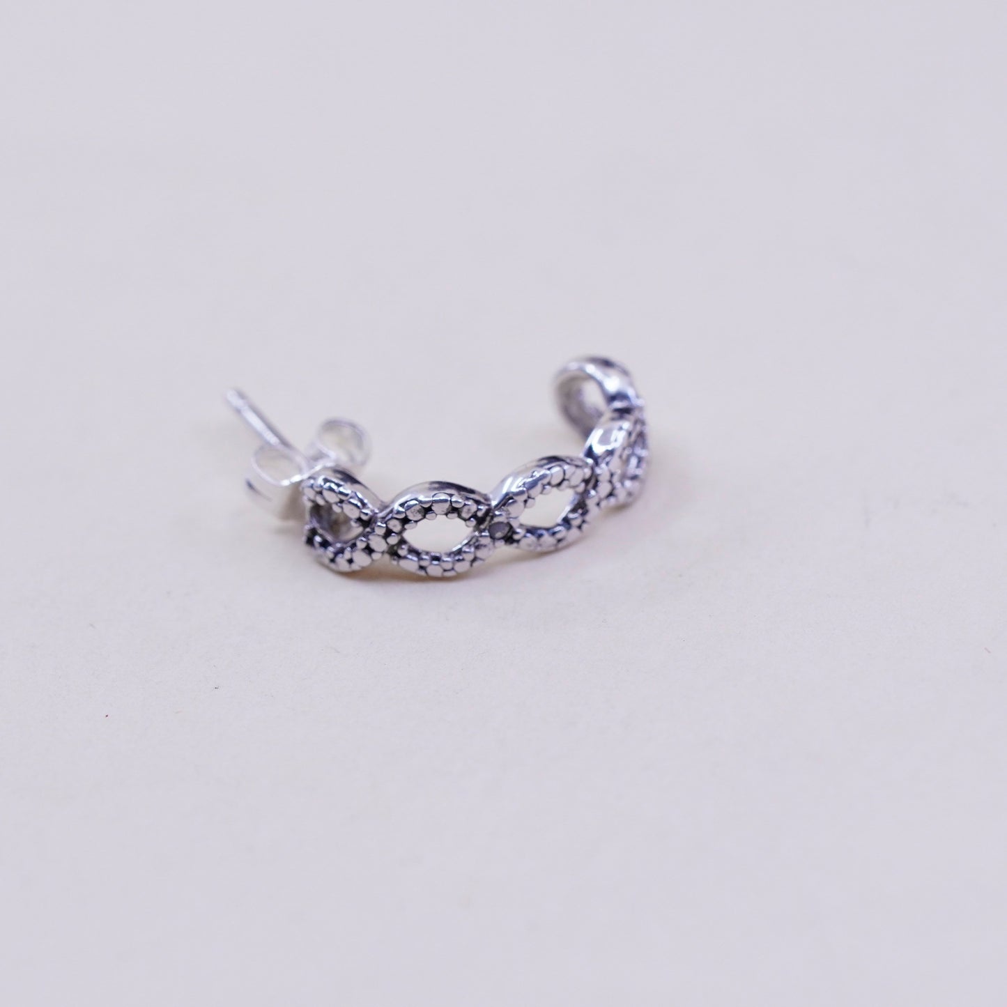 0.75”, Vintage sterling silver earrings, 925 silver huggie with genuine diamond