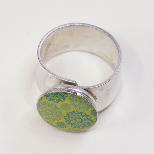 Sz 8, Vtg Sterling Silver Handmade Ring, Mexico 925 Band W/ Round Resin