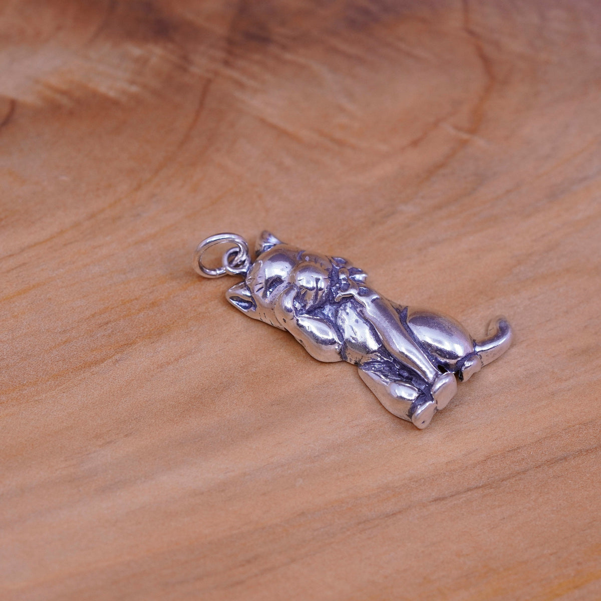 Vintage Sterling silver handmade pendant, 925 cat, kitty pendant