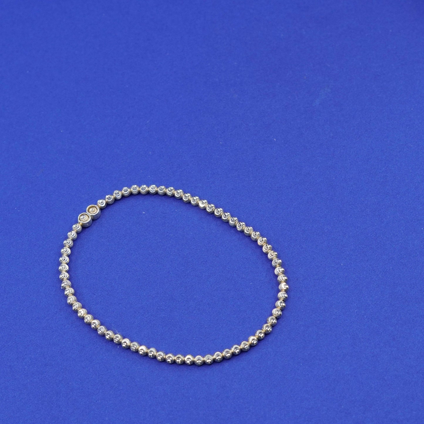 7.5”. Vintage gold filled Sterling silver handmade bracelet, 925 bead chain
