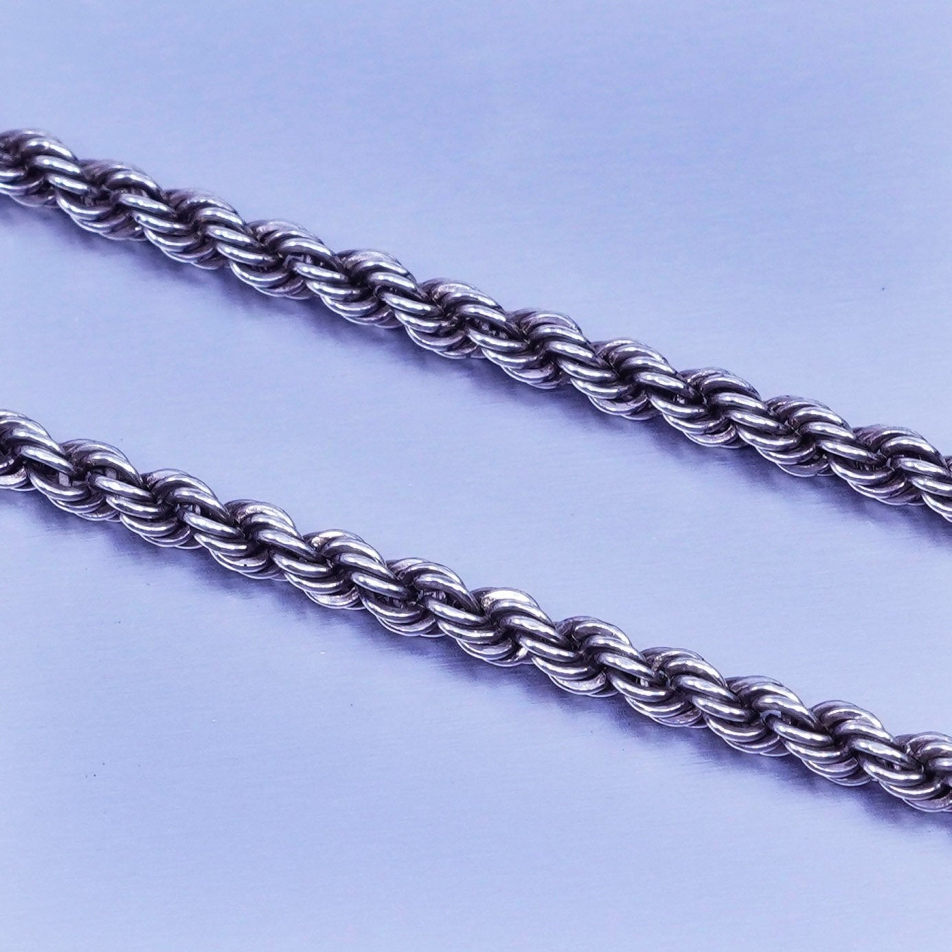 18” 3mm, vintage Sterling 925 silver bold rope chain necklace