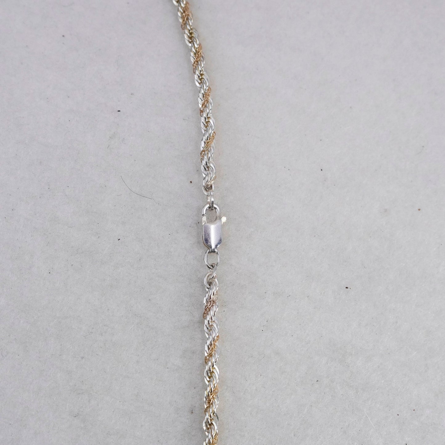 18” Sterling 925 silver rope necklace with 14K 585 yellow gold circle chain