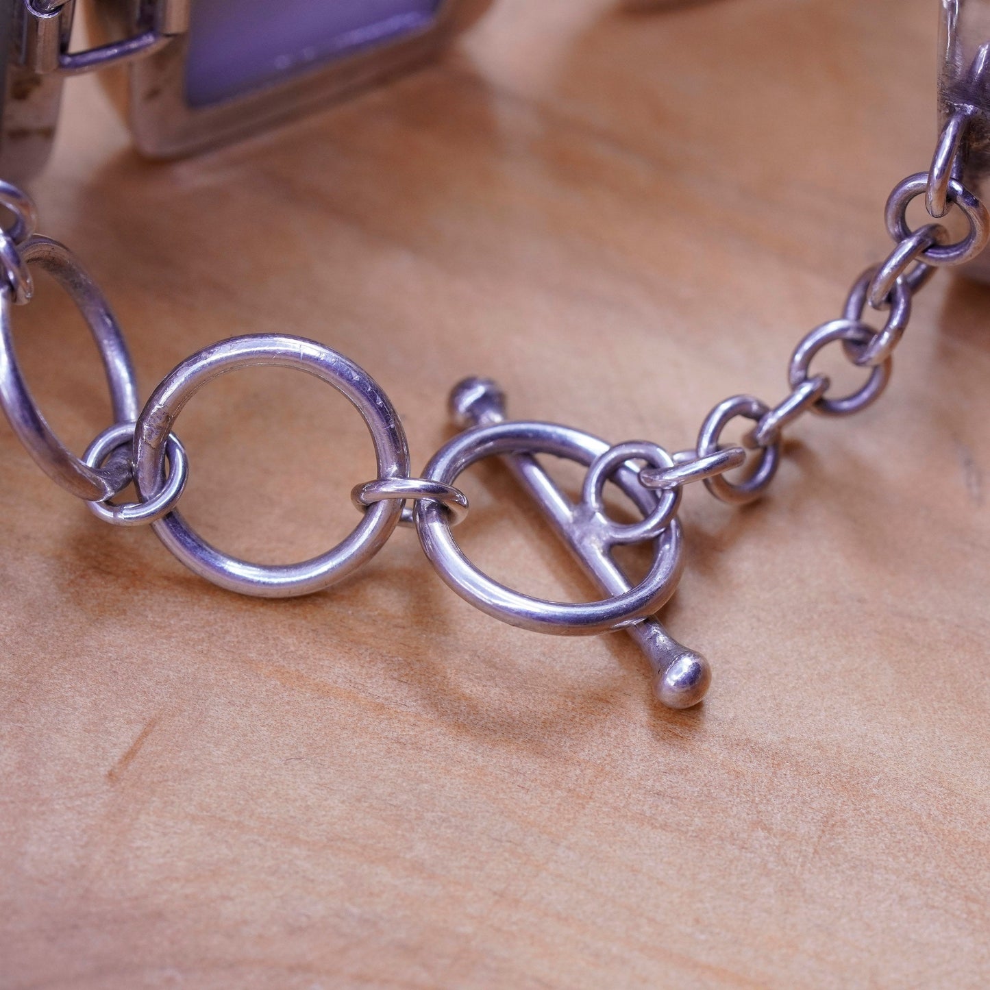 6.5+1”, Sterling silver handmade bracelet, 925 toggle closure dotted shell