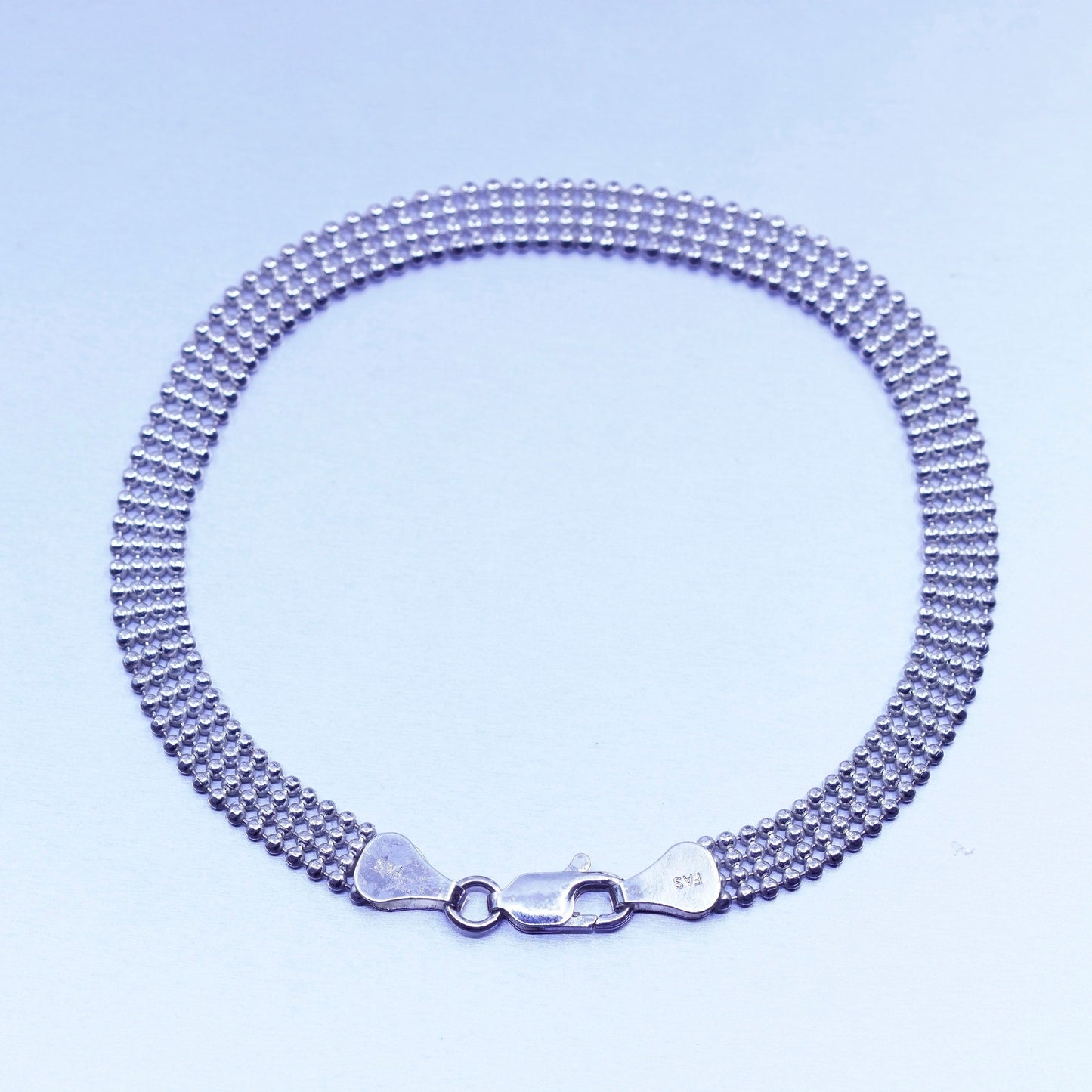 8” 6mm, vintage Sterling 925 silver wide bead bracelet