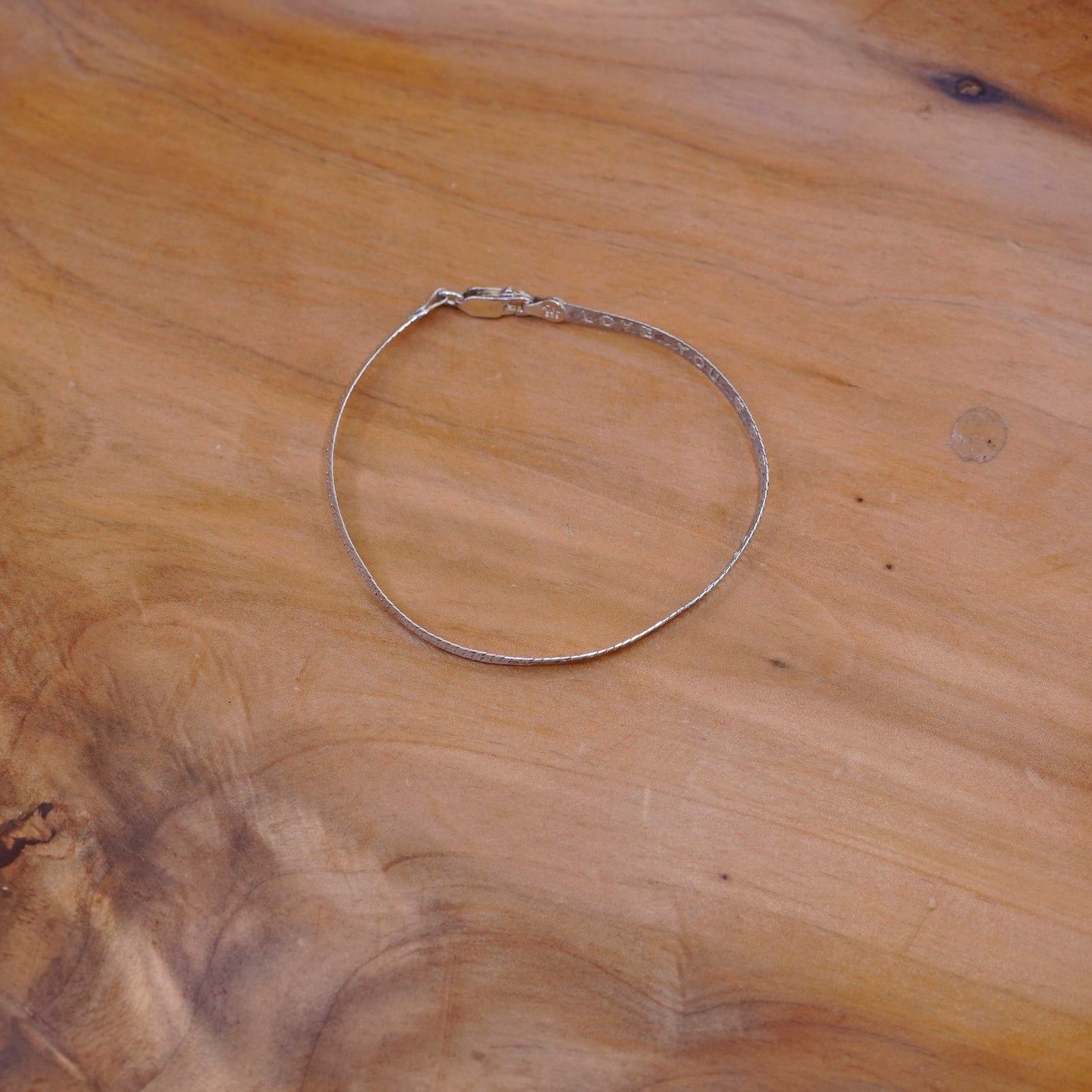 7.25”, Sterling silver star herringbone bracelet “I love you”, Italy 925 chain