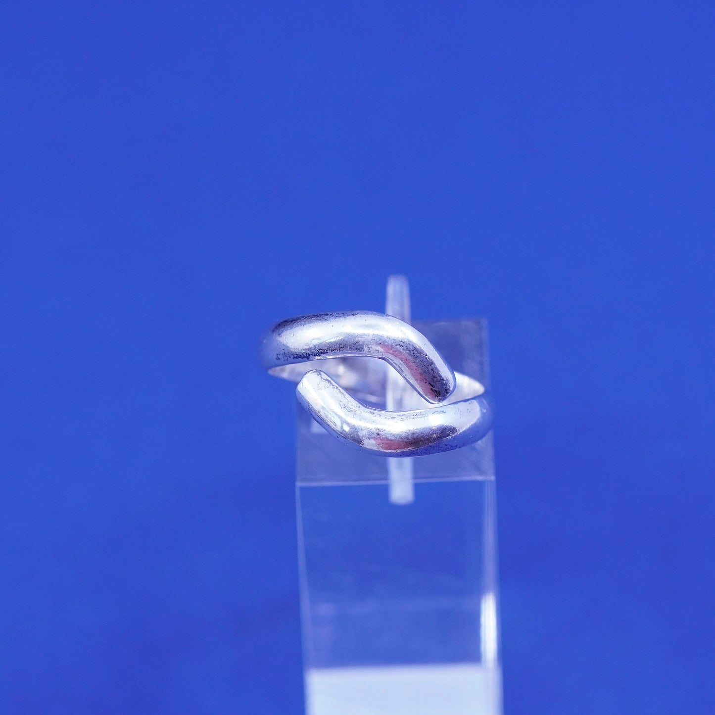 Size 8.25, vintage Sterling silver handmade wrapped ring, modern 925 ring