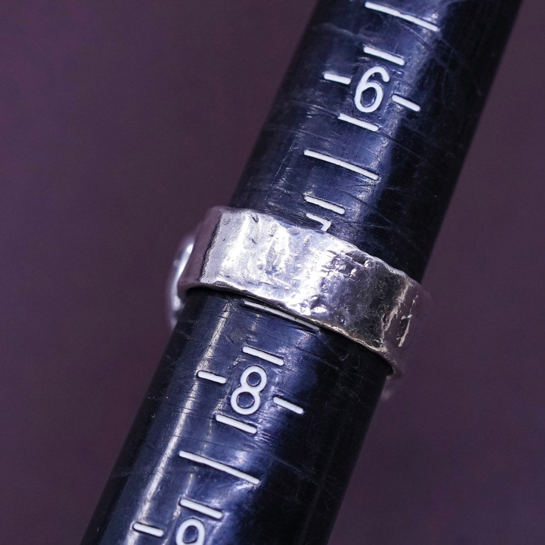 sz 7, PB Sterling silver handmade ring, Mexican 925 wide band w/ China pottery