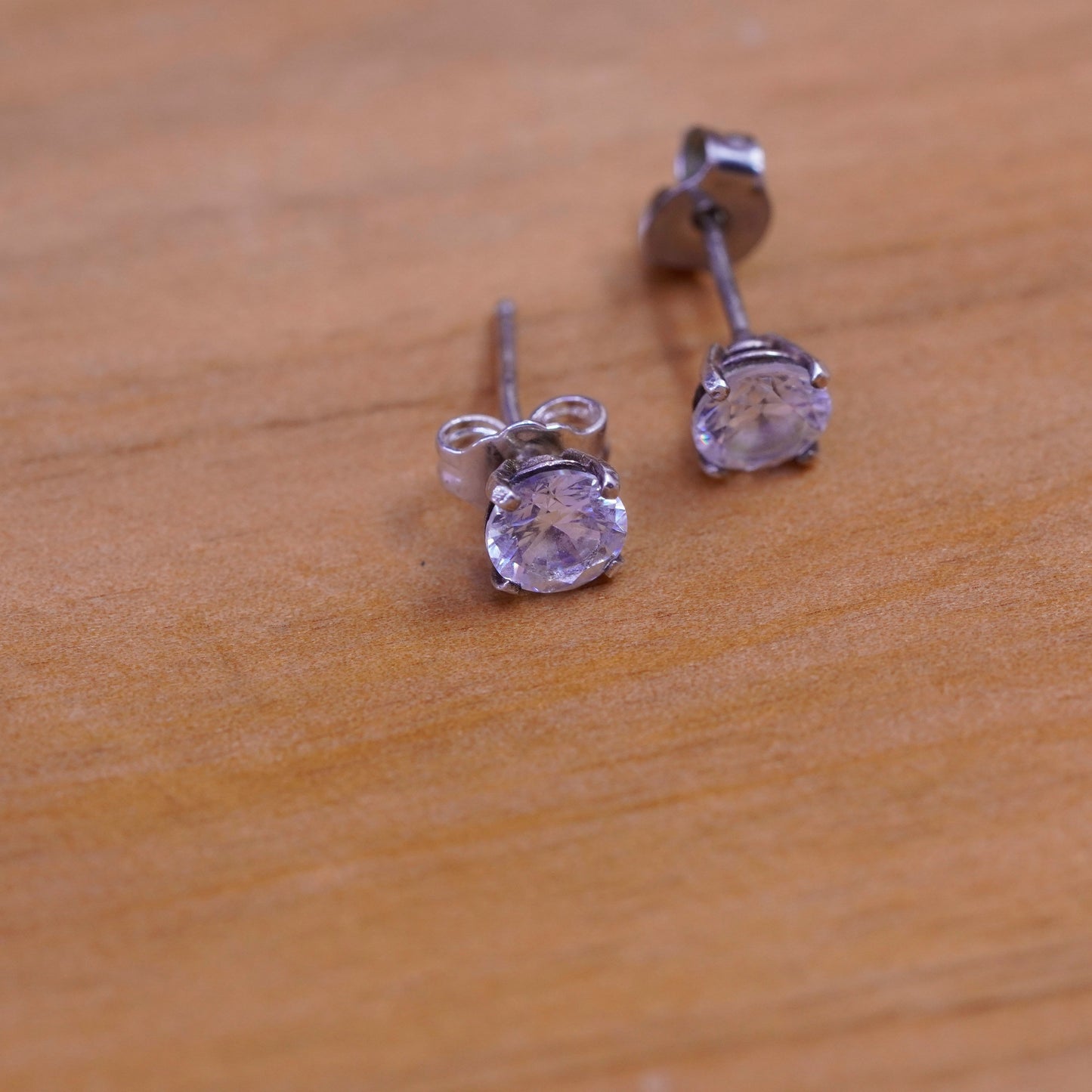5mm, Sterling silver clear round crystal studs, cz earrings